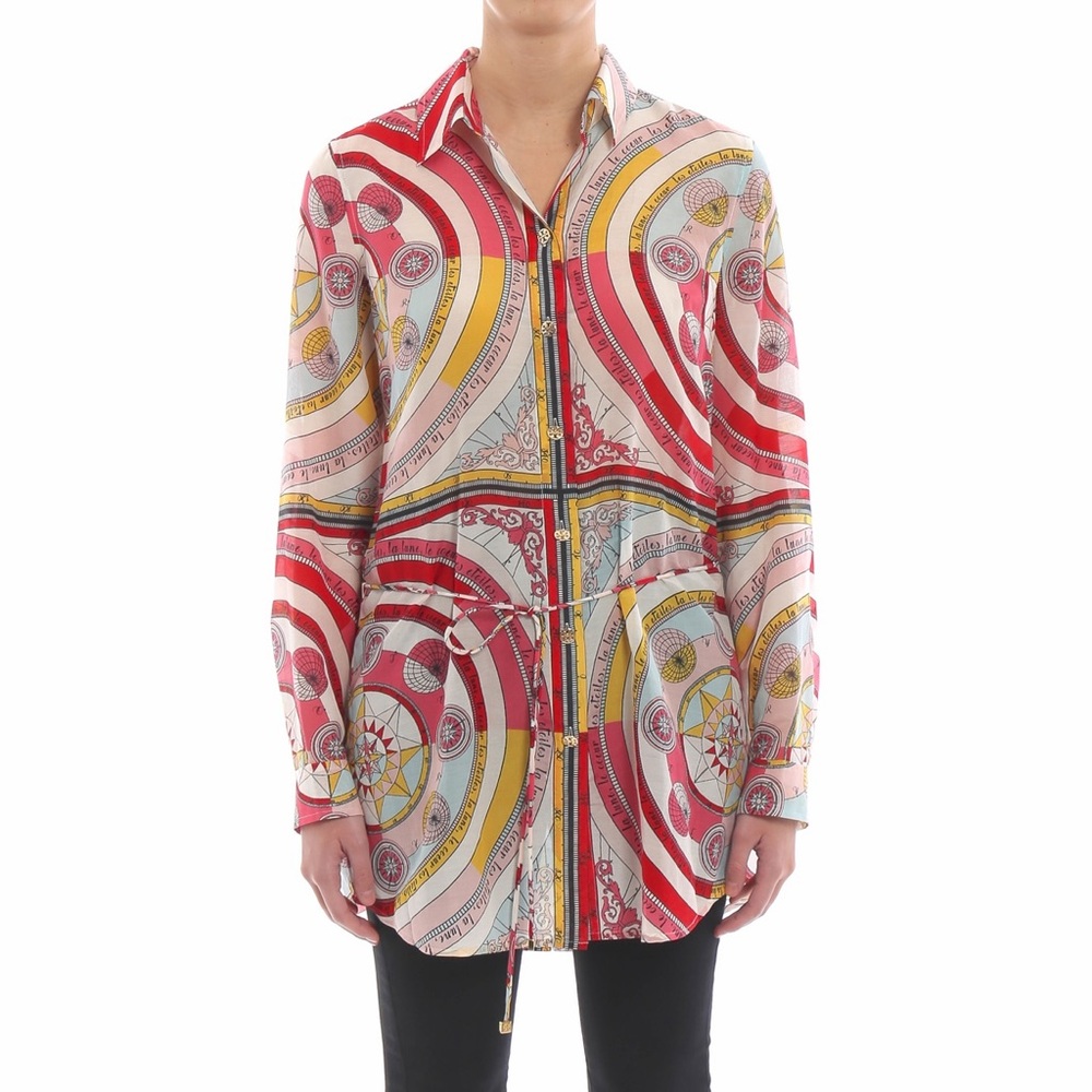 NWT Tory Burch Brigitte Constellation Print Tunic Top Compass Astrology Pink S